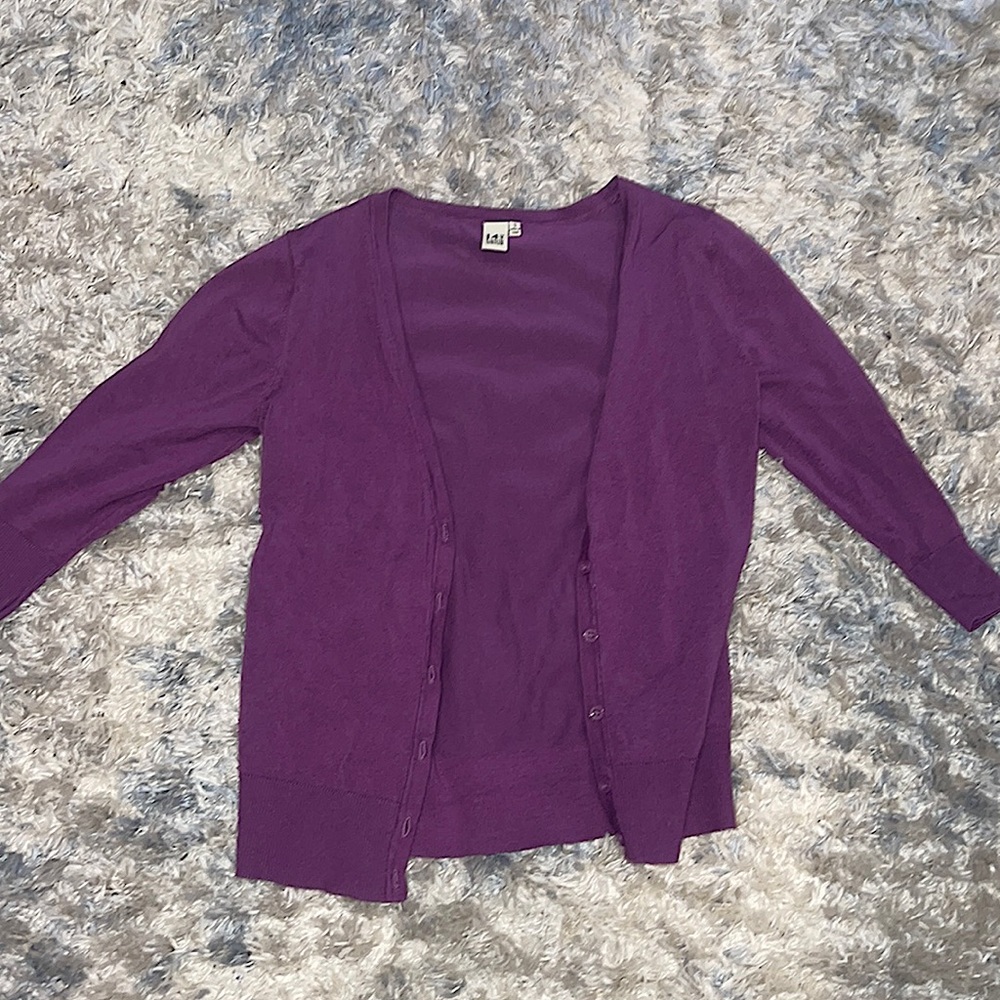 14th & Union Purple Mid Sleeve Cardigan